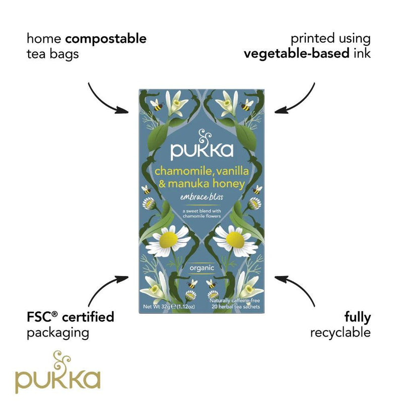 Pukka Tea Chamomile Vanilla & Manuka Honey 20 Teabags 4 Pack 05060229012258 - SuperOffice