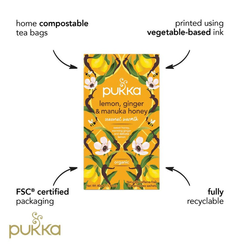 Pukka Tea Lemon, Ginger & Manuka Honey 20 Teabags 4 Pack 05060229011541 - SuperOffice