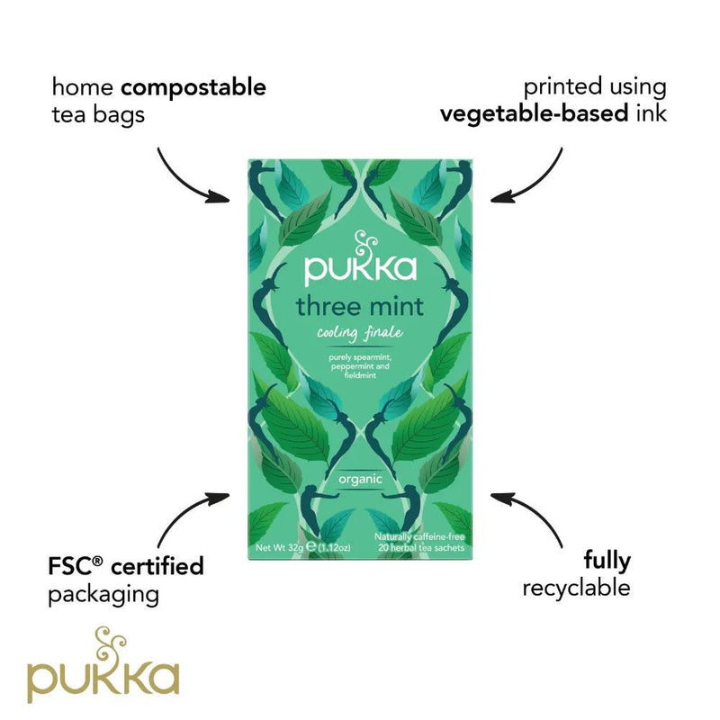 Pukka Tea Three Mint 20 Teabags 4 Pack 05065000523435 - SuperOffice