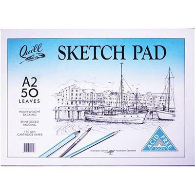 Quill Premium Sketch Pad 110Gsm 50 Leaf A2 White 100851385 - SuperOffice