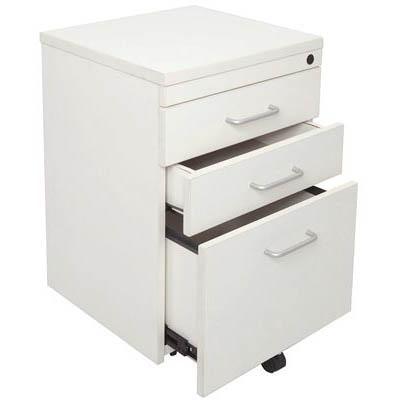 Rapid Vibe Mobile Pedestal 3 Drawer 690 X 465 X 447Mm White SPMP3B - SuperOffice