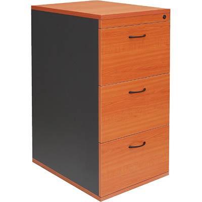 Rapid Worker Filing Cabinet 3 Drawer Lockable 465 X 600 X 998Mm Cherry/Ironstone C3FC C/I - SuperOffice