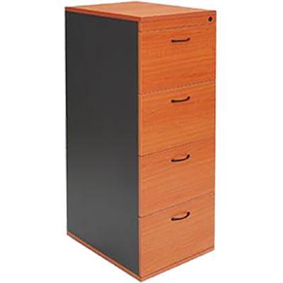 Rapid Worker Filing Cabinet 4 Drawer Lockable 465 X 600 X 1300Mm Cherry/Ironstone C4FC C/I - SuperOffice