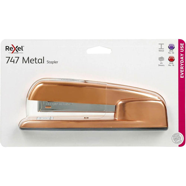 Rexel 747 Metal Stapler Rose Gold 210830 - SuperOffice