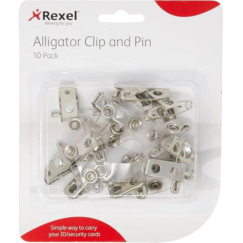 Rexel Alligator Clip And Pin For ID Badges Pack 10 98115 - SuperOffice