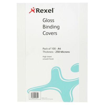 Rexel Binding Cover 250 Micron A4 Gloss White Pack 100 CE020071U - SuperOffice