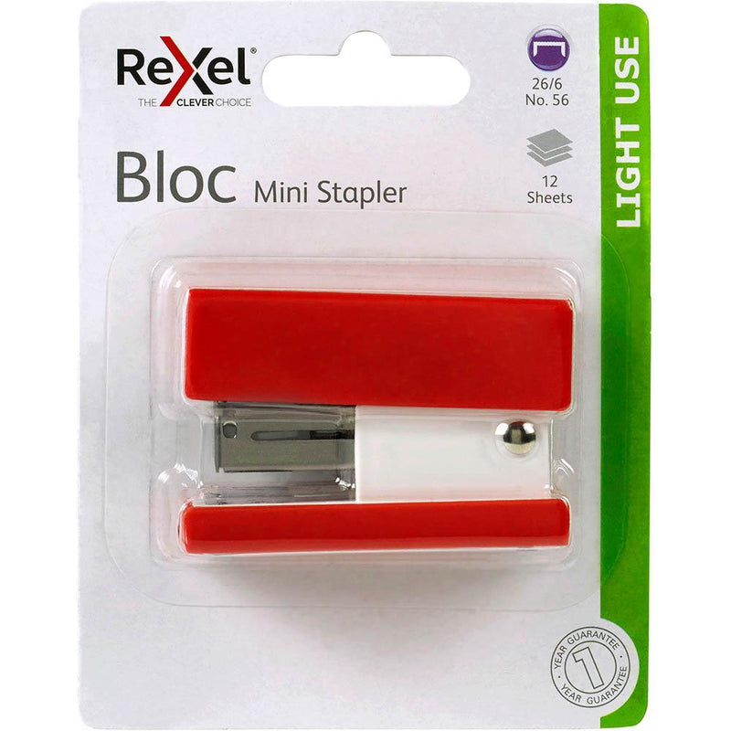 Rexel Bloc Mini Stapler Red 210807 - SuperOffice