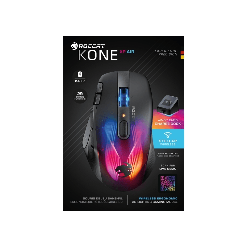 ROCCAT Mouse Kone XP Air Wireless Gaming with Charging Dock Black ROC-11-442-01 - SuperOffice