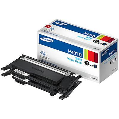 Samsung Clt P407B Toner Cartridge Black Pack 2 SU385A - SuperOffice