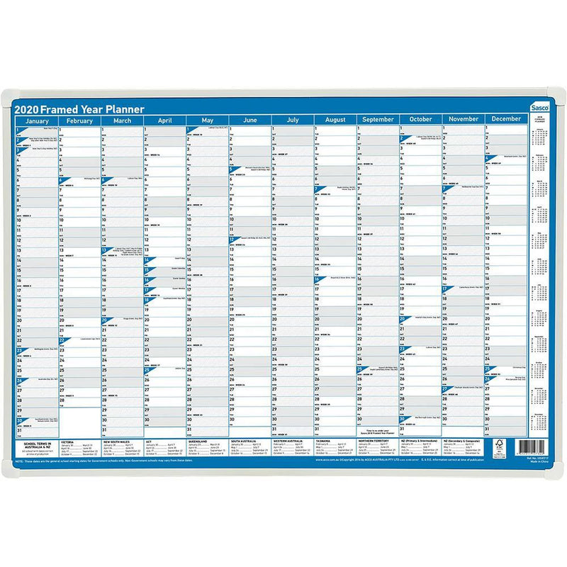 Sasco 2020 Framed Year Planner 700 X 500Mm 10587/20 - SuperOffice