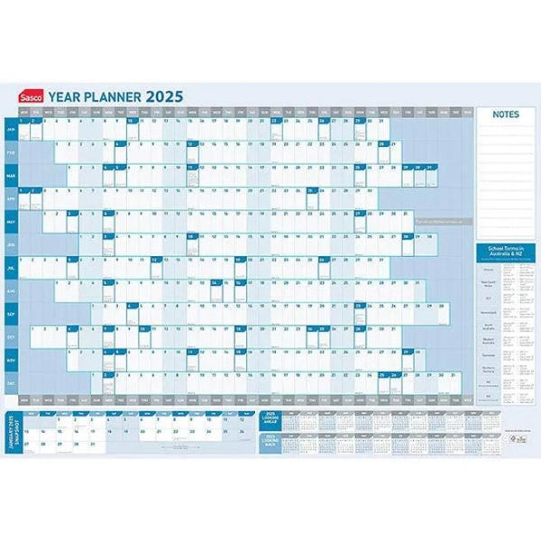 Sasco 2025 Year Wall Planner Calendar 610x870mm 1058025 (2025 Sasco) - SuperOffice