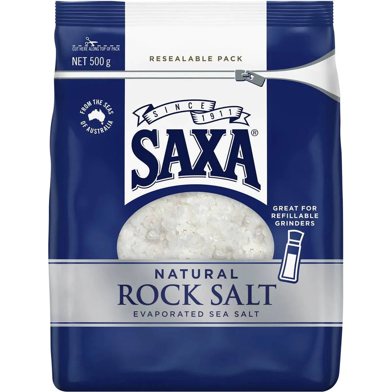 Saxa Natural Rock Salt Refill 500g Pack 6 Bulk Carton 934110 (6 Pack) - SuperOffice