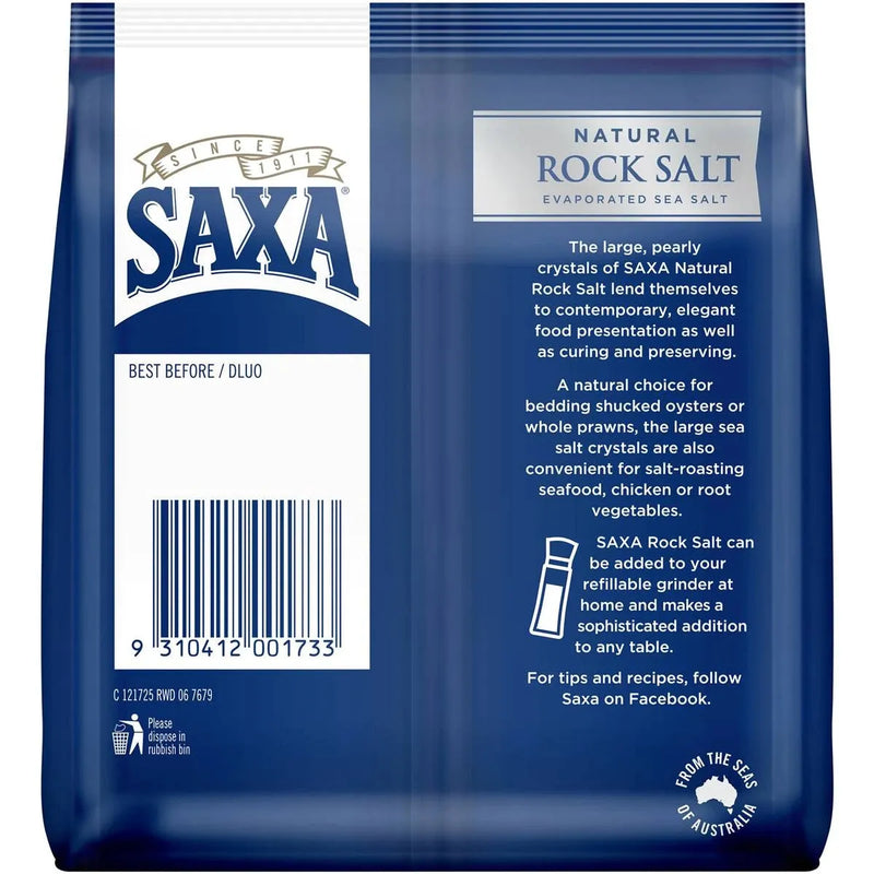 Saxa Natural Rock Salt Refill 500g Pack 6 Bulk Carton 934110 (6 Pack) - SuperOffice