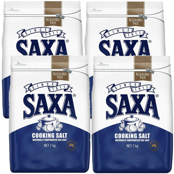 Saxa Natural Salt Traditional Cooking Seasoning Australian 2kg Pack 4 Bulk Carton 87060(Pack4) - SuperOffice