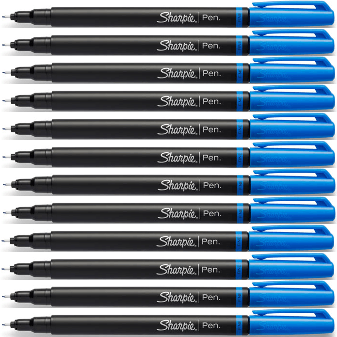 Sharpie Fineliner Pen Fine Felt Tip Stylo 0.8mm Blue Box 12 1742664 (Box 12) - SuperOffice