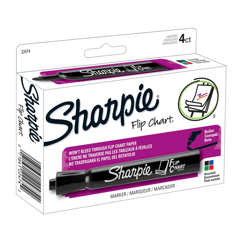 Sharpie Flip Chart Markers AssortedColours Pack 4 22474 - SuperOffice