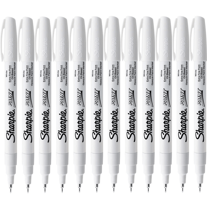 Sharpie Paint Marker Pen Oil Based Extra Fine 0.4mm White Pack 12 35531 (Box 12) - SuperOffice