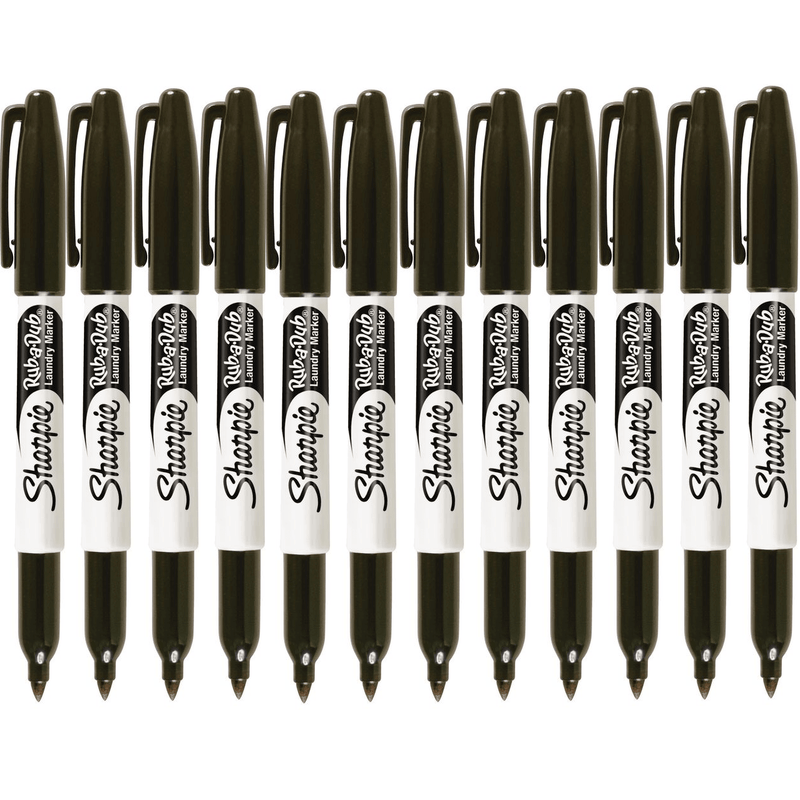 Sharpie Rub-A-Dub Laundry Marker Permanent Black 1.0mm Pack 12 31101PP (12 Pack) - SuperOffice