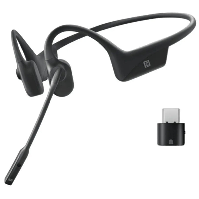 SHOKZ OpenComm UC Stereo Bone Conduction Bluetooth Headset with Wireless USB-C Adapter C102-AC-BK-EN - SuperOffice