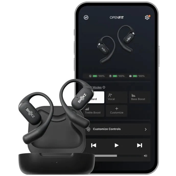 Shokz OpenFit True Wireless Earphones Bone Conduction Earbuds Black T910-ST-BK - SuperOffice