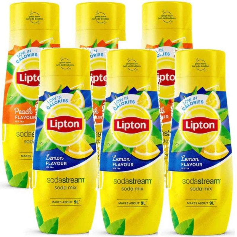 SodaStream Lipton Ice Tea Lemon/Peach Variety Assorted Pack Syrup Mix 440mL Pack 6 [SODA5] - SuperOffice