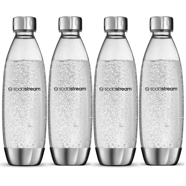 SodaStream Metal Fuse Bottle Dishwasher Safe Carbonating Sparkling 1L 4 Pack 4742118980 (4 Pack) - SuperOffice