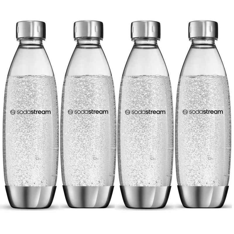 SodaStream Metal Fuse Bottle Dishwasher Safe Carbonating Sparkling 1L 4 Pack 4742118980 (4 Pack) - SuperOffice