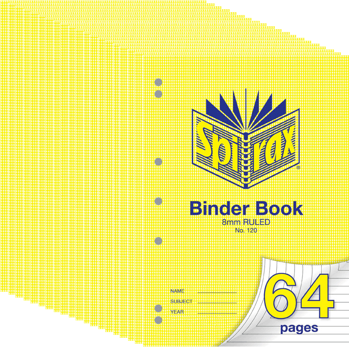 Spirax 120 Binder Notebook Book 8mm Ruled 64 Page A4 20 Pack 56120 (20 Pack) - SuperOffice