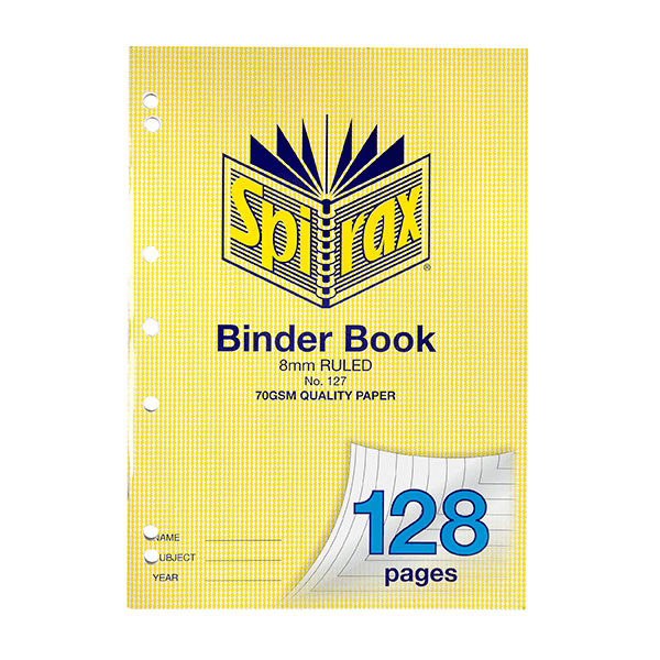 Spirax 127 Binder Notebook 8mm Ruled 128 Page A4 10 Pack 56127 (10 Pack) - SuperOffice