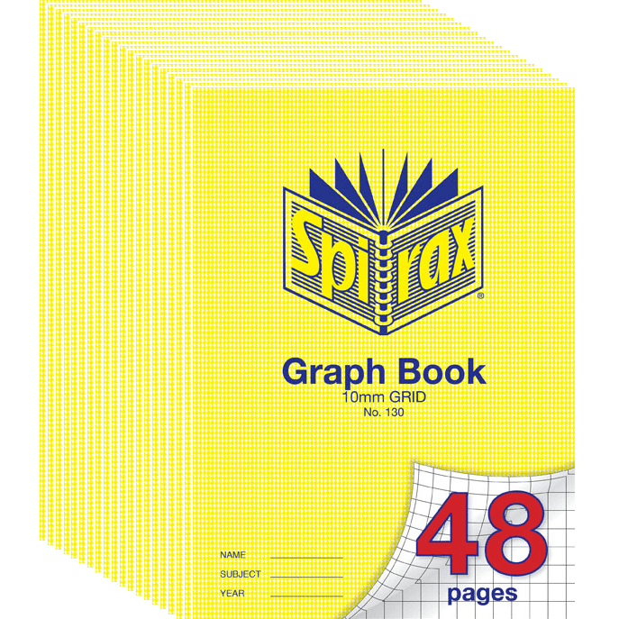 Spirax 130 Graph Book 10mm Grid 48 Pages A4 Pack 20 56130 (20 Pack) - SuperOffice