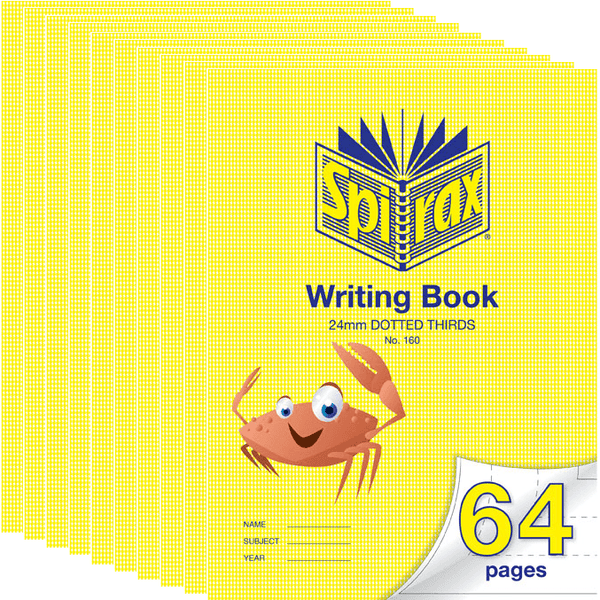 Spirax 160 Writing Book Dotted Thirds 24mm 70GSM 64 Page 330x240mm Crab 10 Pack 56160 (10 Pack) - SuperOffice