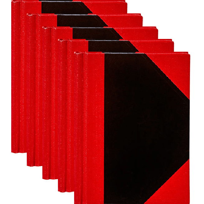 Spirax Notebook Casebound Ruled 100 Leaf A5 Black/Red 5 Pack 56523 (5 Pack) - SuperOffice