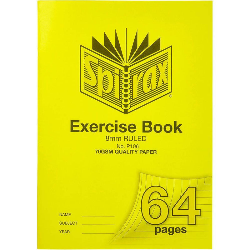 Spirax P106 Exercise Book Ruled 8Mm 70Gsm 64 Page A4 56106P - SuperOffice