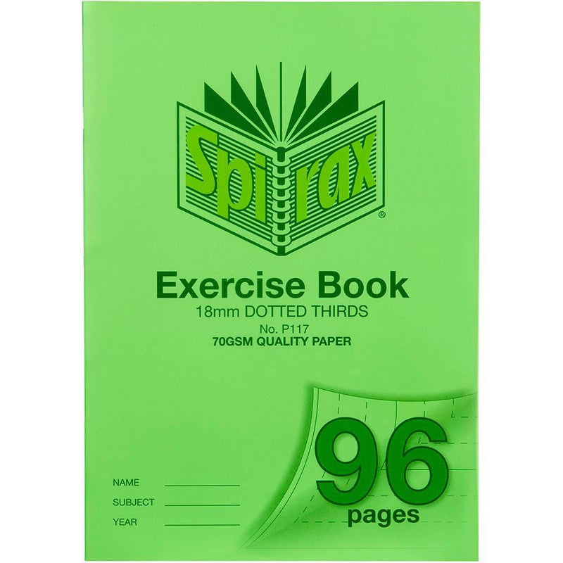 Spirax P117 Exercise Book Dotted Thirds 18Mm 70Gsm 96 Page A4 Green 56117P - SuperOffice