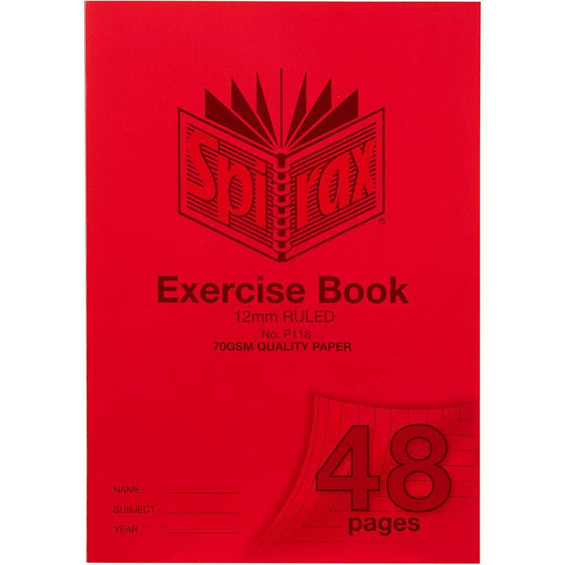 Spirax P118 Exercise Book Ruled 12Mm 70Gsm 48 Page A4 Red 56118P - SuperOffice