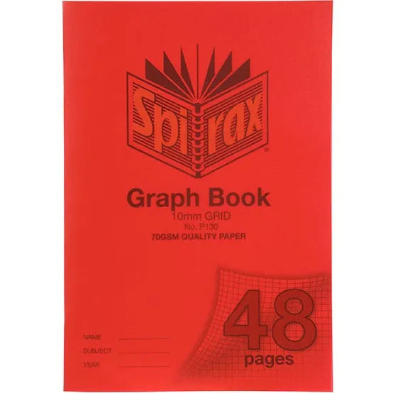 Spirax P130 Graph Book 10mm Grid 48 Page A4 Red 20 Pack 56130P (20 Pack) - SuperOffice