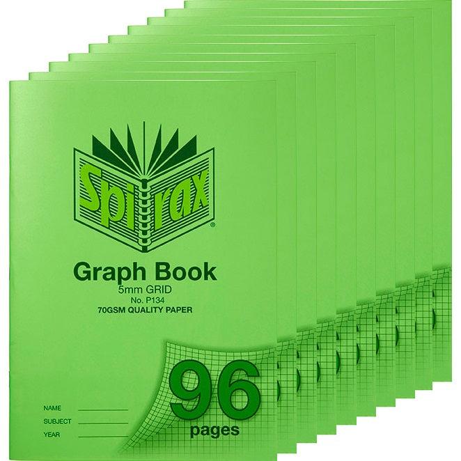 Spirax P134 Graph Book 5mm Grid 96 Page A4 Green 10 Pack 56134P (10 Pack) - SuperOffice