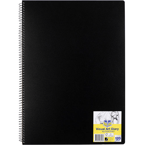 Spirax P703 Visual Art Diary A3 120 Page Black Cover 120 Page Spiral 5 Pack 5670300 (5 Pack) - SuperOffice