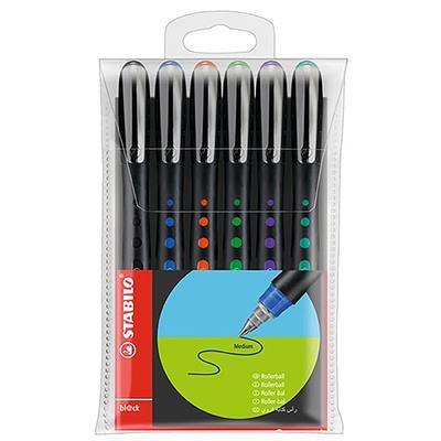 Stabilo Bl@Ck Rollerball Medium 0.4Mm Assorted Pack 6 49358 - SuperOffice