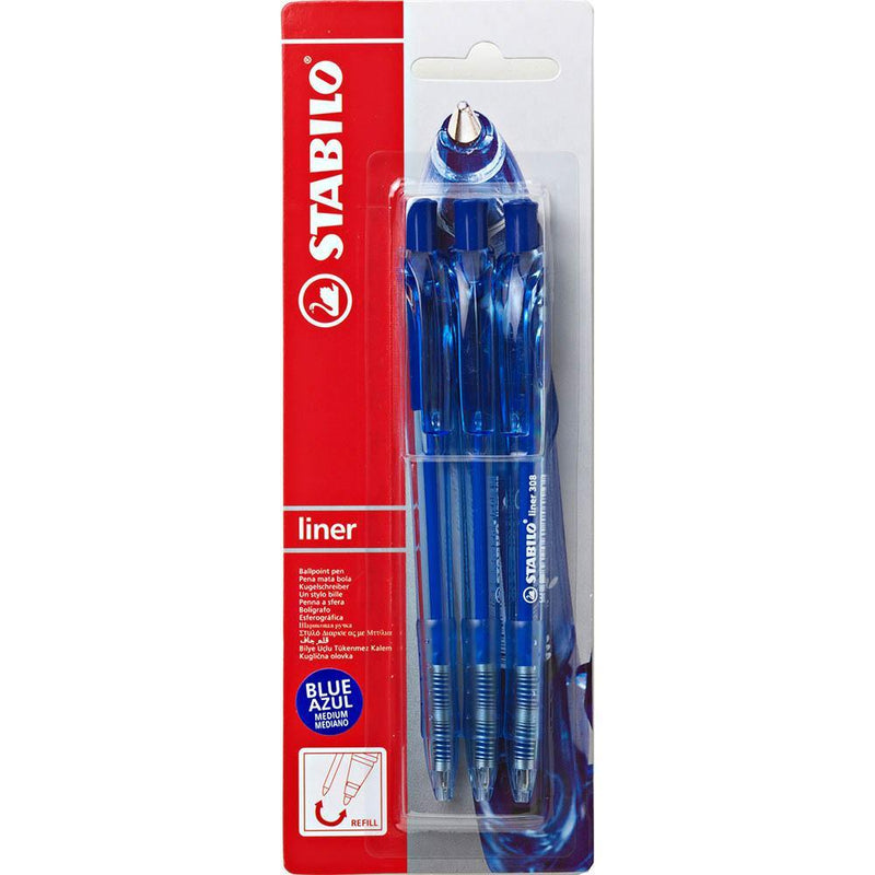 Stabilo Liner Rollerball Pen Med Blue Pack 3 Hangsell 0321530 - SuperOffice