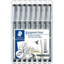 Staedtler 308 Pigment Liner Assorted Nibs Black Pack 8 308 SB8 - SuperOffice