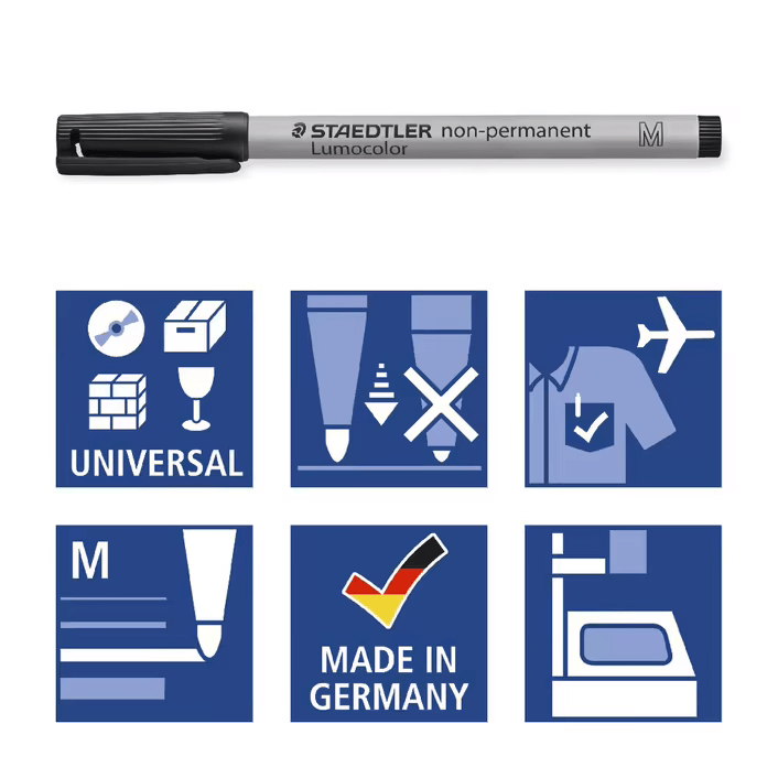 Staedtler 315 Lumocolour Non-Permanent Marker Pen Medium Black Box 10 315-9 (Med Black Box 10) - SuperOffice