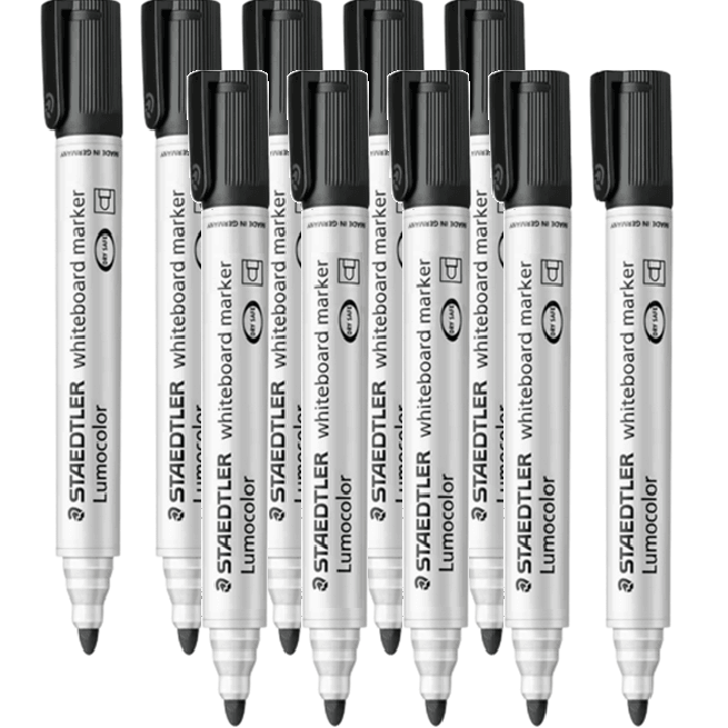 Staedtler 351 Lumocolor Whiteboard Marker Bullet Point Black Box 10 351-9 (Box 10) Black - SuperOffice