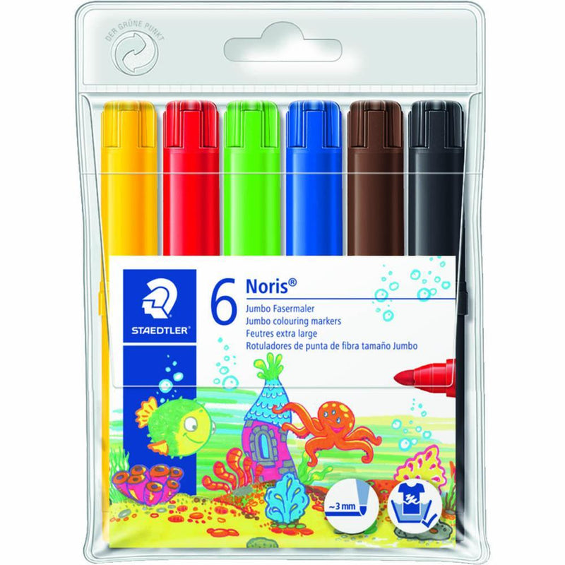 Staedtler Noris Club Jumbo Fibre Tip Markers Assorted Wallet 6 340 WP6B - SuperOffice