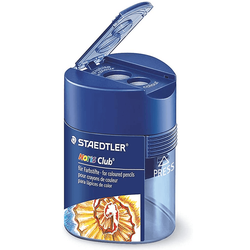 Staedtler Noris Pencil Sharpener Double Hole Barrel Tub Triangular Box 10 BULK 512 128 (Box 10) - SuperOffice