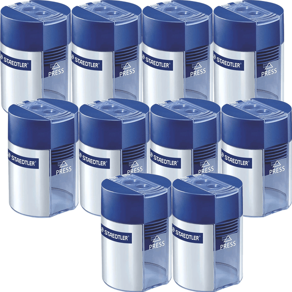 Staedtler Pencil Sharpener Double Hole Barrel Tub Box 10 BULK 512 001 (Box 10) - SuperOffice