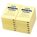 Stick On Notes 100 Sheets 50 X 76Mm Yellow Pack 12 100852306 - SuperOffice