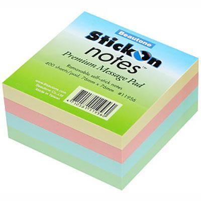 Stick On Notes Cube 400 Sheets 76 X 76Mm Pastel 100852314 - SuperOffice