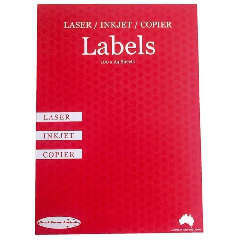 Stock Forms 1UP Inkjet Laser Labels A4 Fluoro Pink 100 Sheets A4/1F Pink - SuperOffice