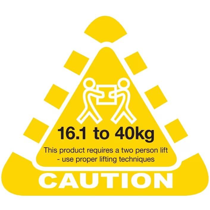 Stock Forms Caution 16.1-40kg Labels 80x70mm Yellow 250 Labels Roll CAUTION Y 80X70 - SuperOffice